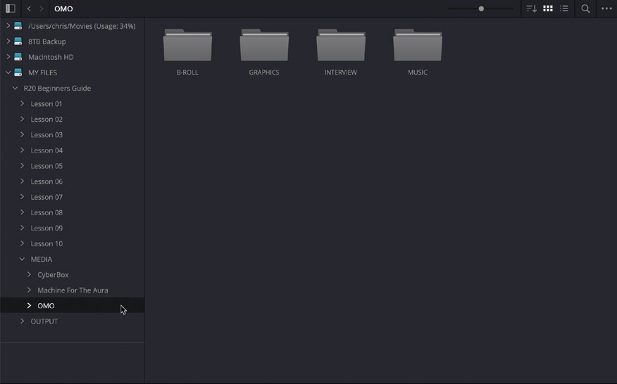 Media Storage showing folders on connected drives
